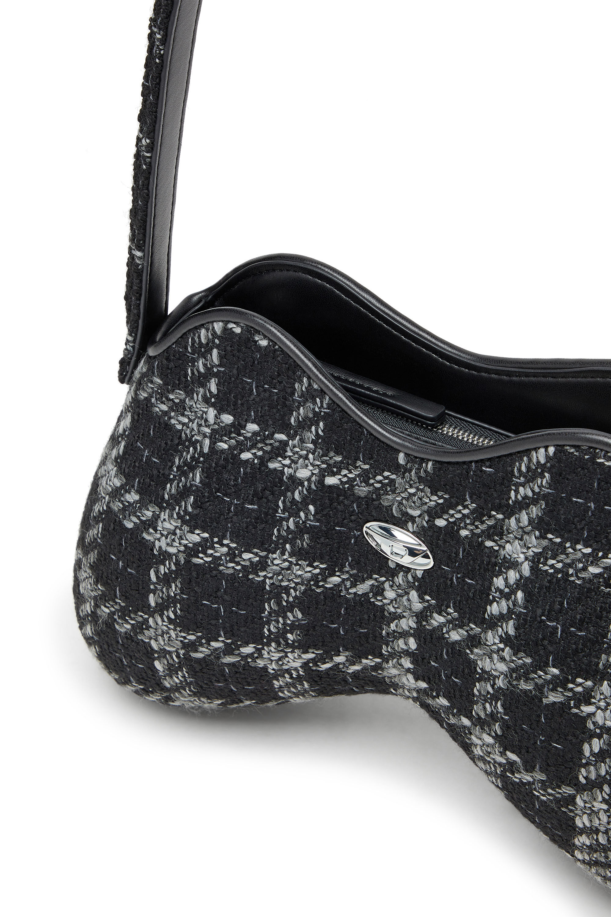 Diesel - DOUBLE-D SHOULDER, Woman's Double-D-Shoulder bag with houndstooth motif in Black - 6