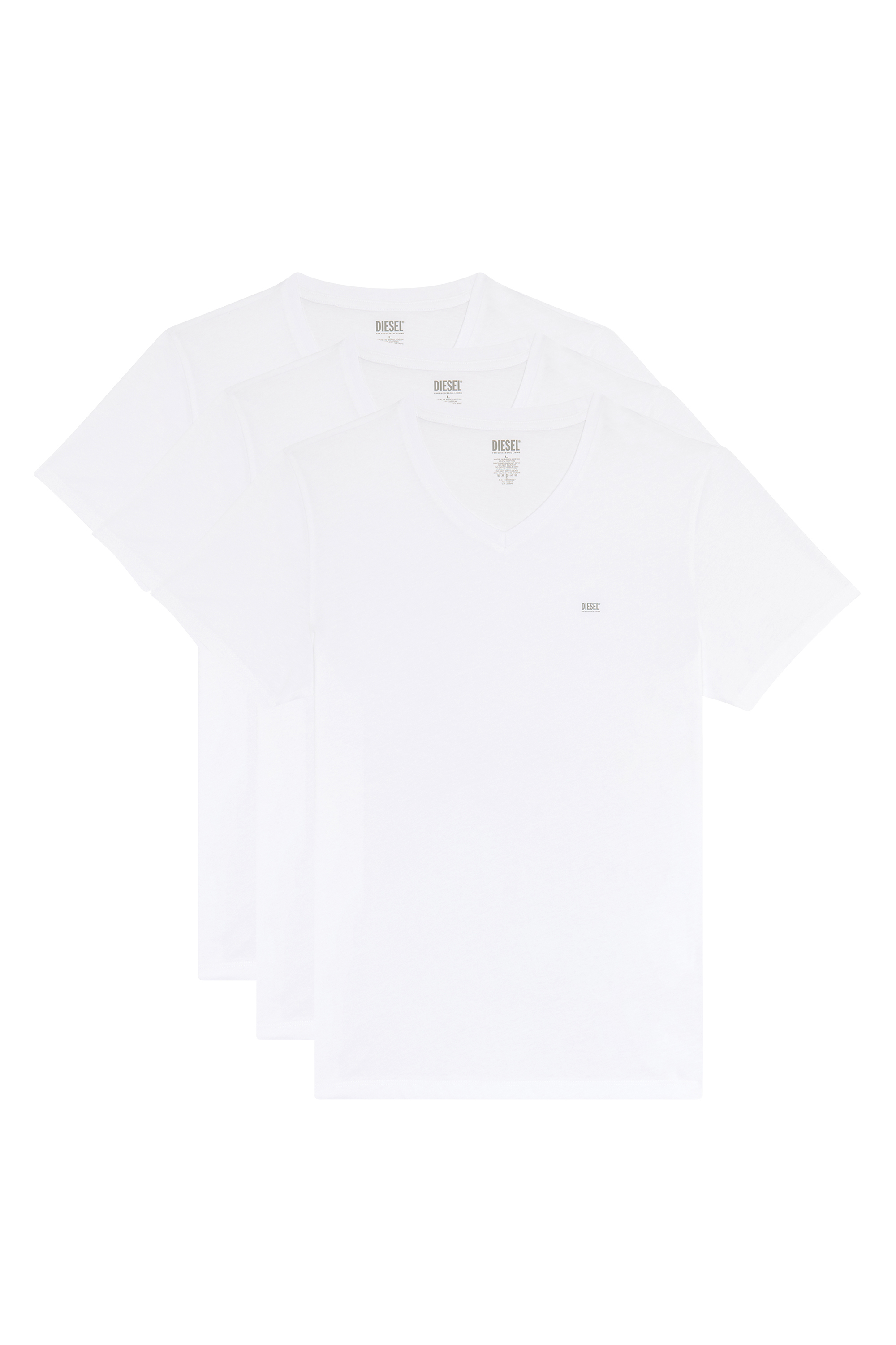 Diesel - UMTEE-MICHAEL3PACK, Man's Three-pack of V-neck T-shirts in White - 1