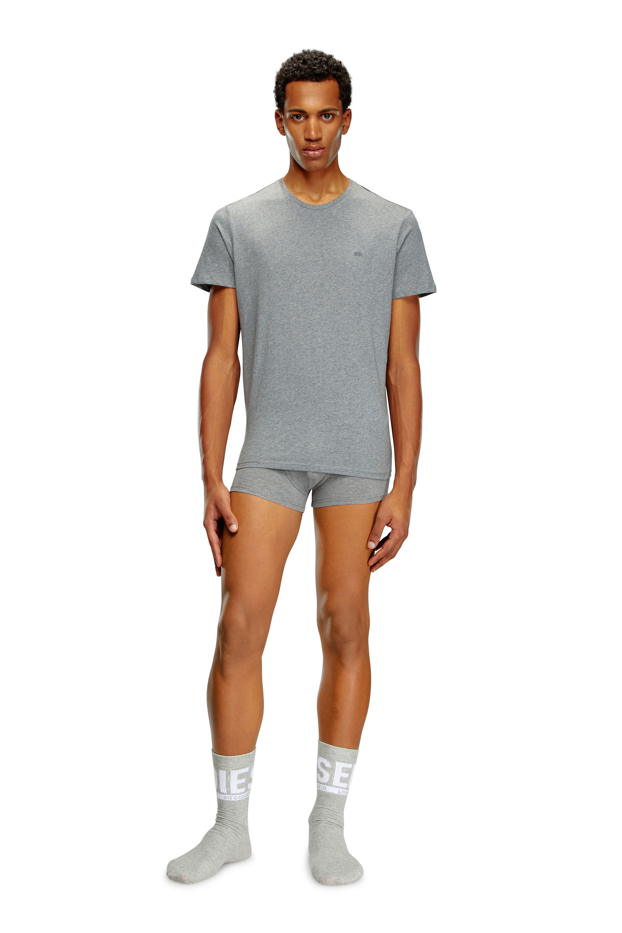 Diesel - UMTEE-JAKETHREEPACK, Man's Three-pack crew-neck T-shirts in Grey/White - 3