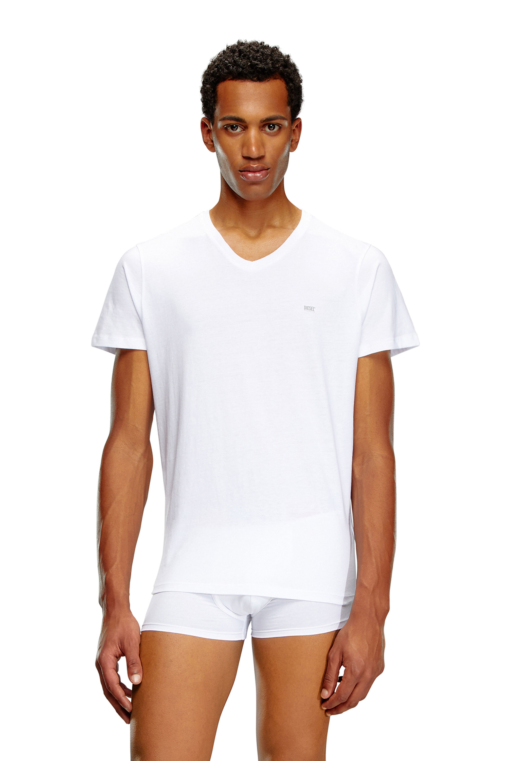 Diesel - UMTEE-MICHAEL3PACK, Man's Three-pack of V-neck T-shirts in White - 2