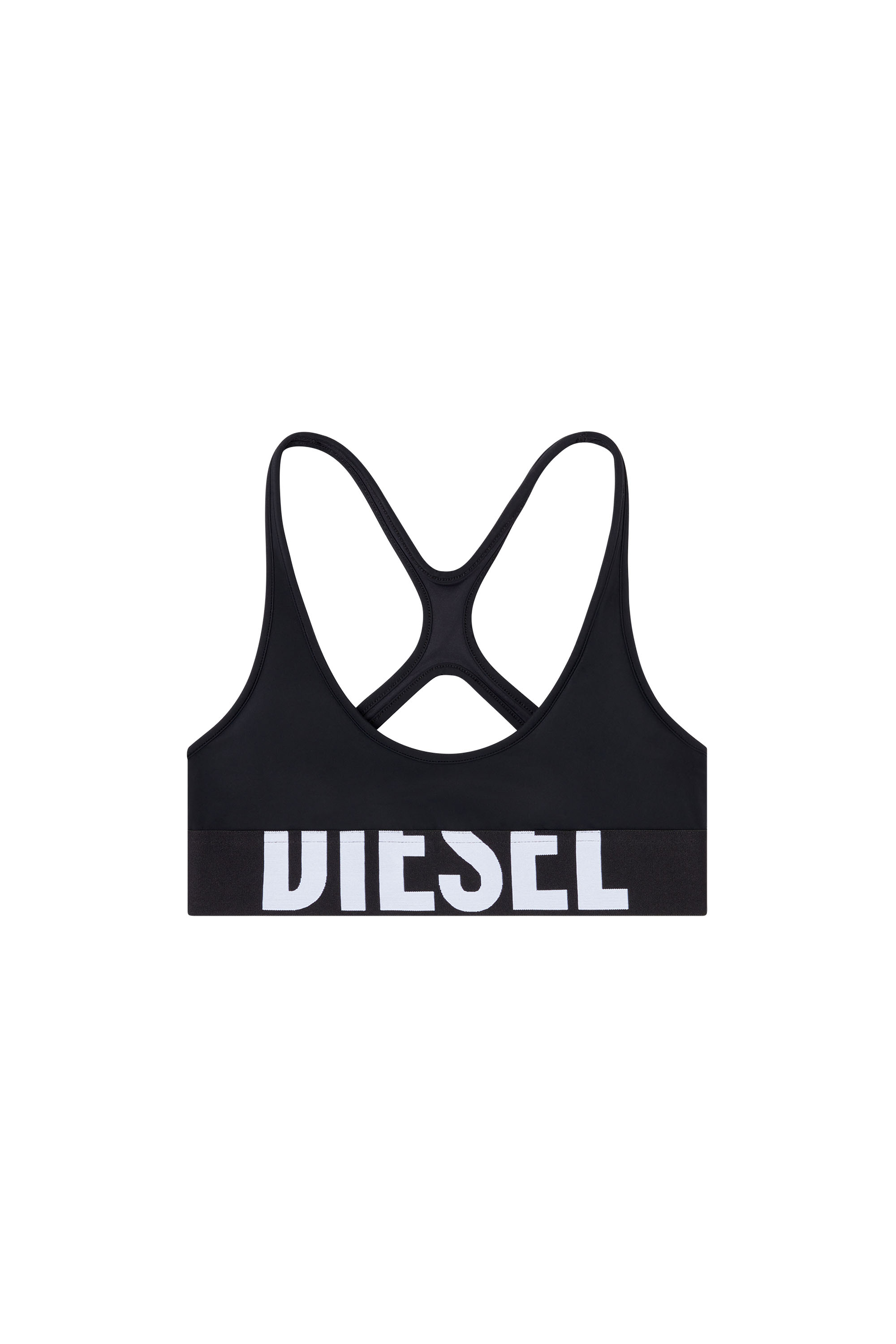 Diesel - ALLISON-D-POP, Woman's Microfibre sports bra with cut-off logo in Black - 3
